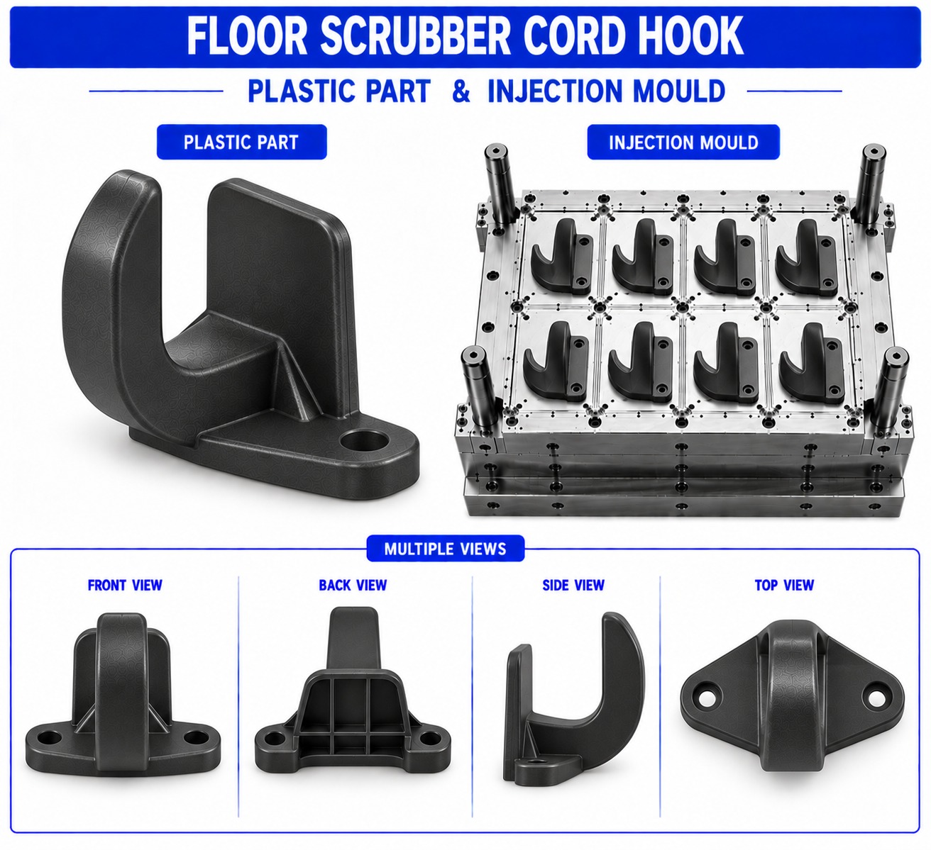 Floor Scrubber Plastic Cord Hook Mould and Moulding Service